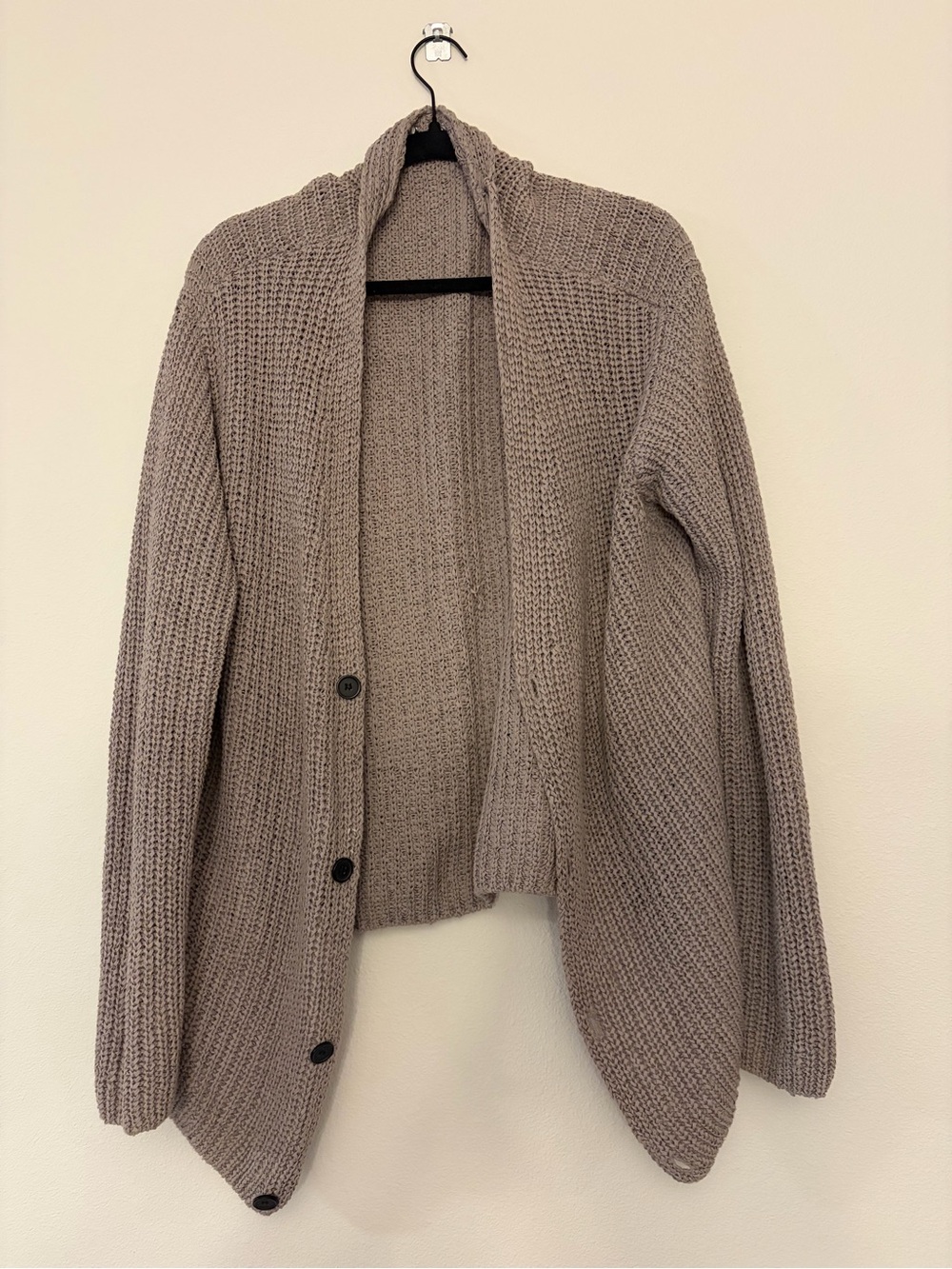 Zara Oversized Chunk Knit Open Cardigan Sweater - Taupe